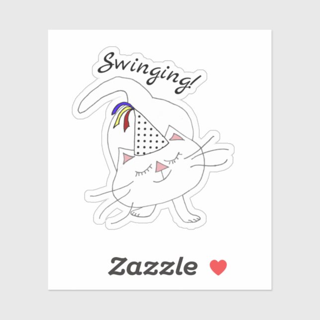 Sticker Chat blanc Kute Kitty Party (Feuille)