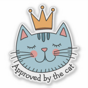 Sticker Chat Bleu Whimsical Avec Une Couronne Jaune Person