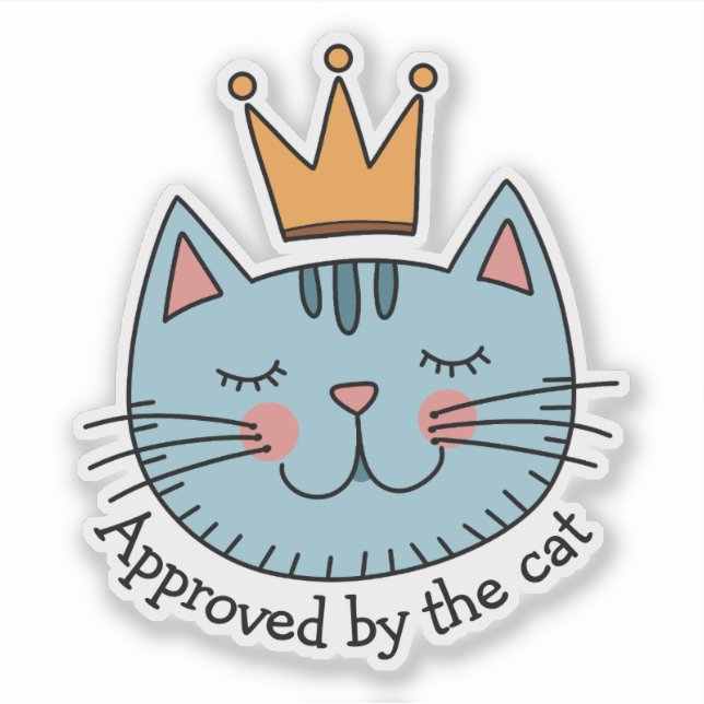 Sticker Chat Bleu Whimsical Avec Une Couronne Jaune Person (Devant)