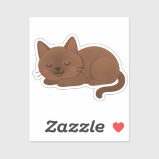 Sticker Chat Brun au Chocolat – Adorable Chat Endormi