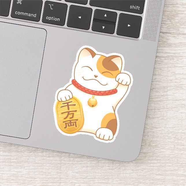 Sticker Chat Calico Lucky Japonais, Maneki Neko (Détail)