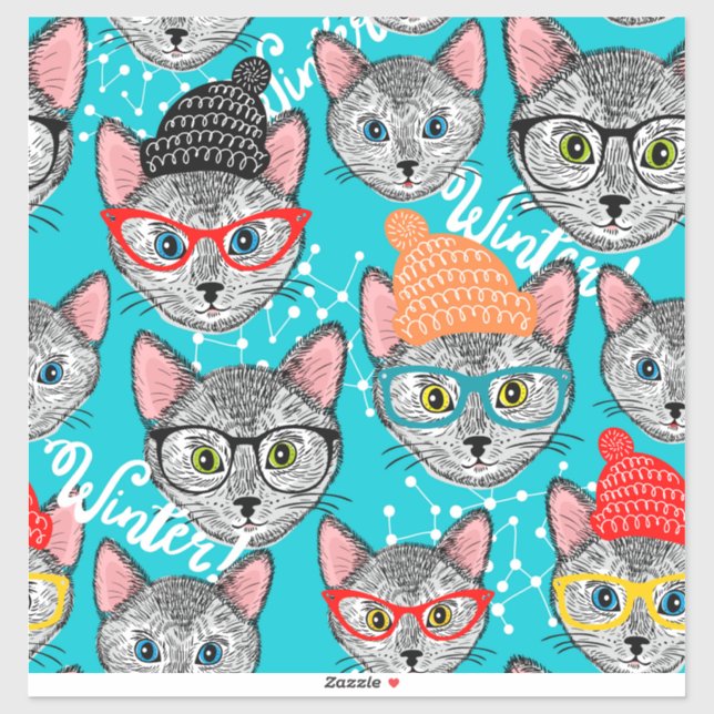 Sticker Chat chapeauté (Feuille)