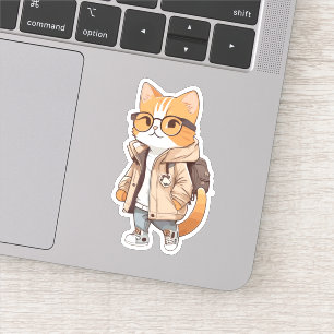 Sticker Chat Cute Kawaii en tenue élégante