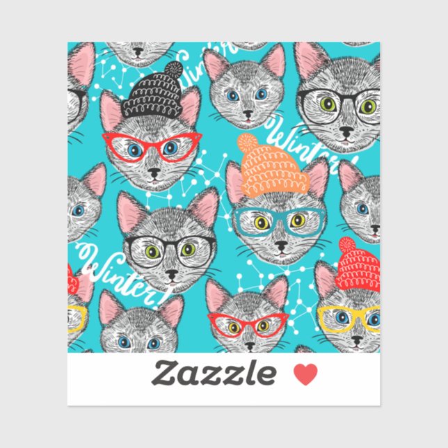 Sticker Chat dans le casquette (Feuille)