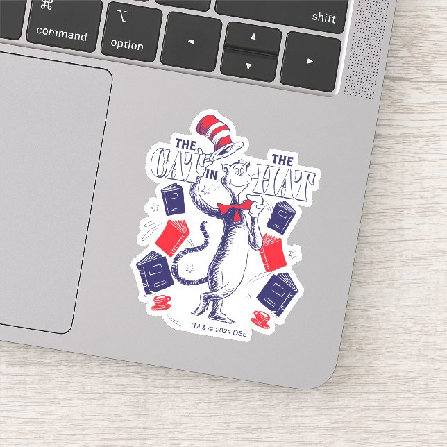 Sticker Chat dans le Casquette | Lecture de livres (Détail)