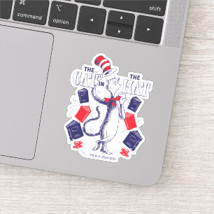 Sticker Chat dans le Casquette   Lecture de livres