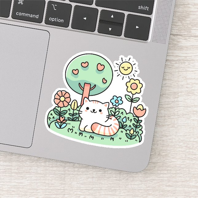 Sticker Chat Dans Le Jardin - Cute Kitty (Détail)
