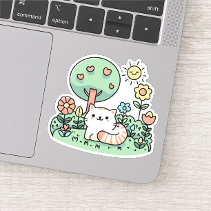 Sticker Chat Dans Le Jardin - Mignon Petit Chat