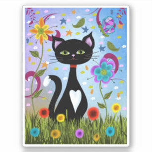 Sticker Chat Dans Un Jardin Art Abstrait