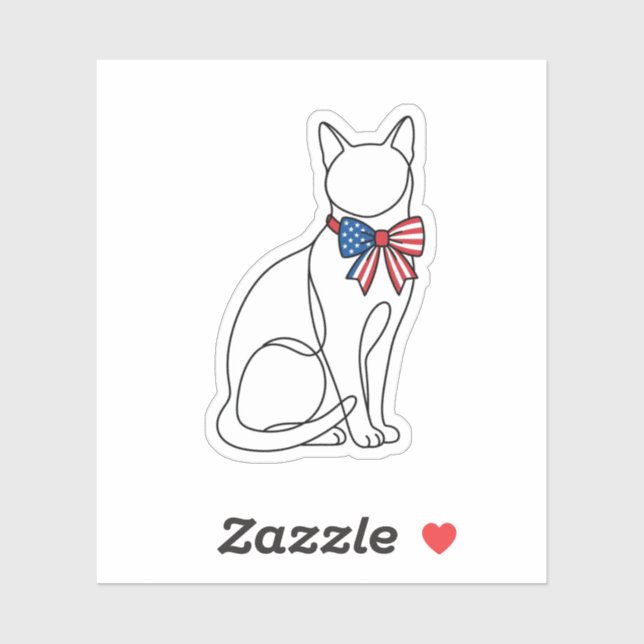 Sticker Chat d'art en ligne minimaliste avec un nœud patri (Feuille)