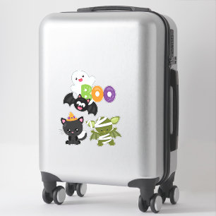 Sticker Chat de Cute Halloween, bat, mummy et ghost