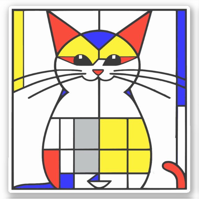 Sticker Chat de Mondrian (Devant)