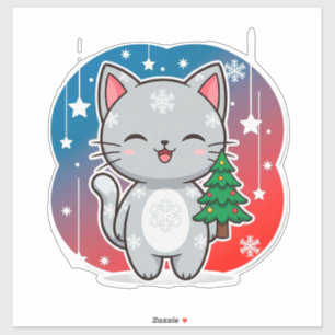 Sticker 🐱 Chat de Noël Décoration d'Hiver pour les Amateu