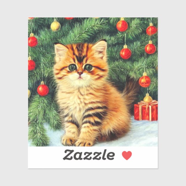 Sticker Chat de Noël Vintage (Feuille)