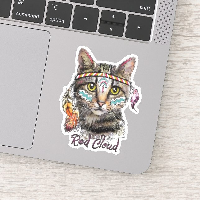 Sticker Chat de nuages rouges (Détail)