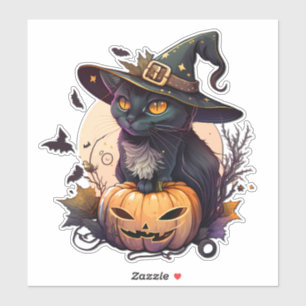 Sticker Chat de sorcière pour Halloween