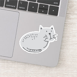 Sticker Chat Doodle gris mignon