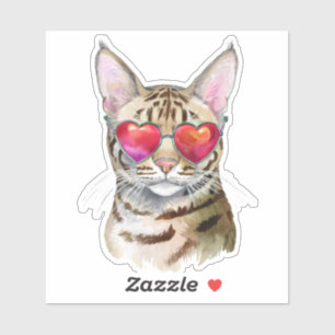 Sticker Chat du Bengale cool dans les nuances de coeur