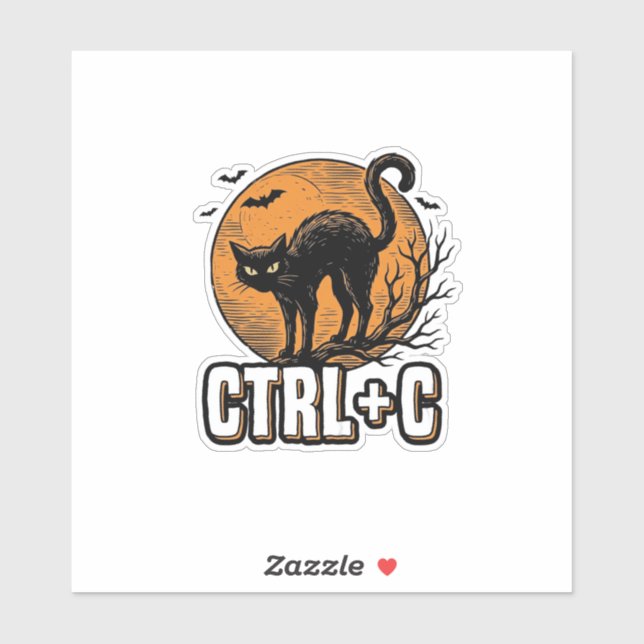 Sticker Chat effrayant CTRL C Conception vectorielle Hallo (Feuille)