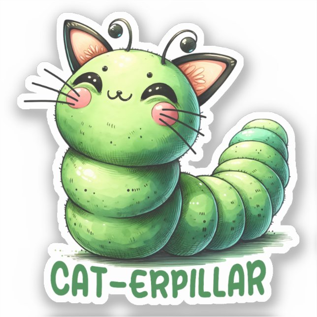 Sticker Chat-erpillar Funny Chat Pun (Recto)