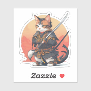 Sticker Chat guerrier samouraï