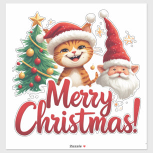 Sticker Chat Joyeux Style de Noël pour Accessoires Saisonn