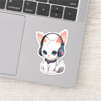 Chat Kawaii avec des écouteurs à la mode