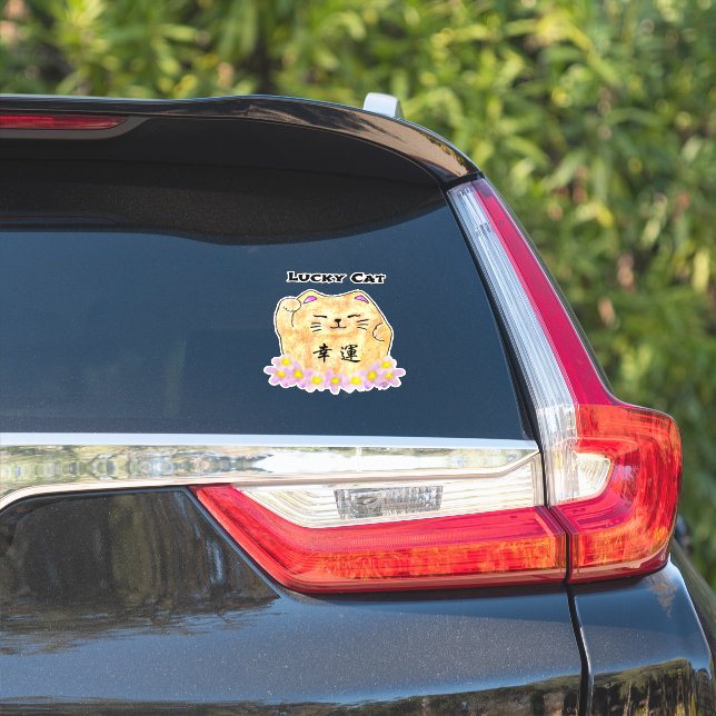 Sticker Chat Lucky (Maneki Neko) - "Chat Lucky" (Côté voiture)