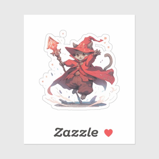 Sticker Chat Mage Rouge mûre (Feuille)