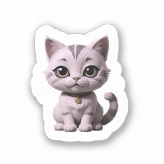 Sticker chat mignon avec de beaux yeux