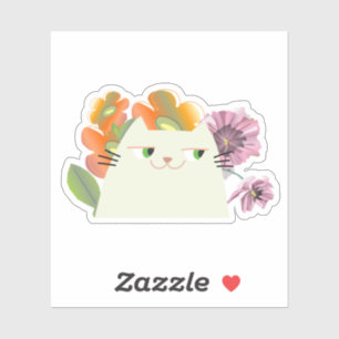 Sticker Chat Mignon Floral Kawaii