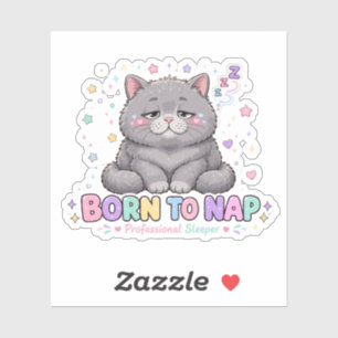 Sticker Chat mignon né pour faire la sieste