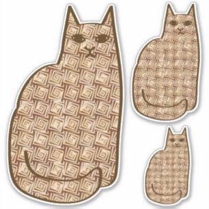 Sticker Chat moderne du milieu du siècle, beige et Brown c
