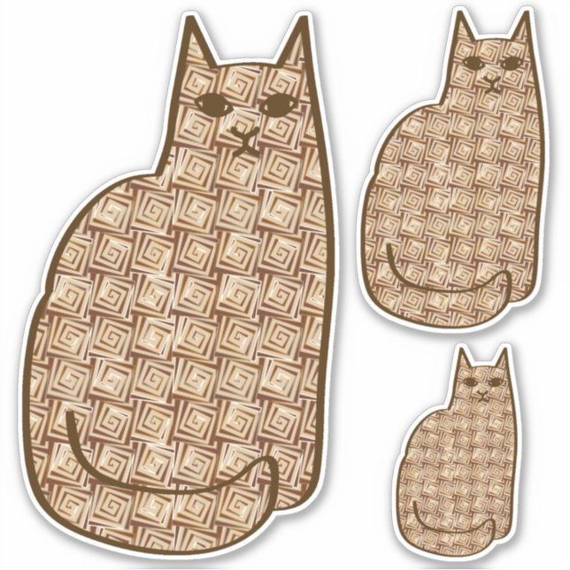Sticker Chat moderne du milieu du siècle, beige et Brown c (Devant)