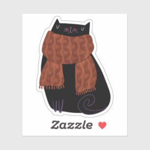 Sticker Chat noir automne saison Halloween Éffrayant migno