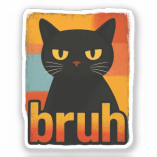 Sticker Chat noir bruh drôle rétro vintage mème