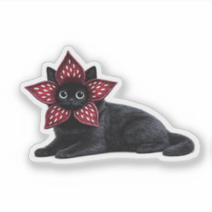 Sticker Chat noir de monstre inconnu Art félin de fantas