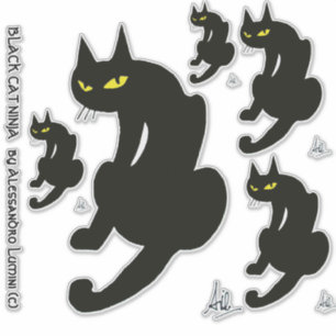 STICKER CHAT NOIR DE NINJA