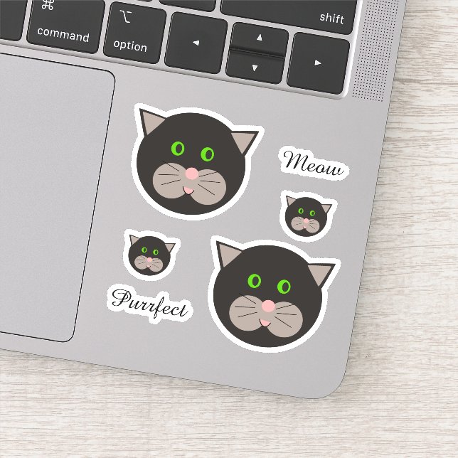 Sticker Chat noir et blanc mignon (Détail)
