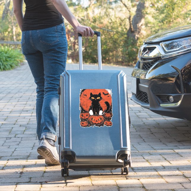 Sticker Chat noir et Citrouille - Halloween T-shirt Art Cl (Valise Insitu)