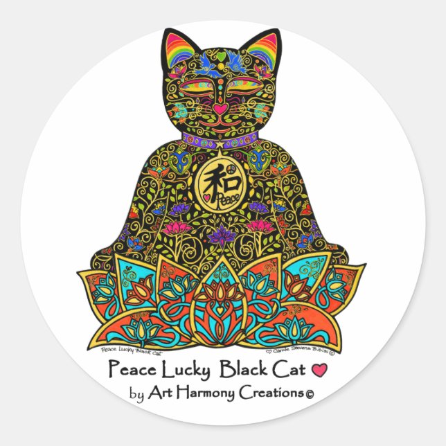 Sticker Chat Noir Lucky Peace (Devant)