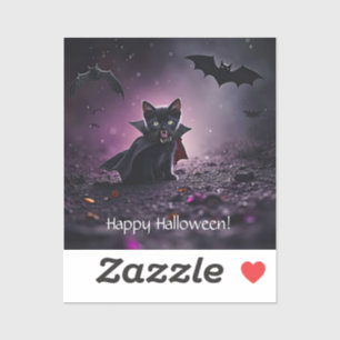 Sticker Chat noir mignon vampire Halloween