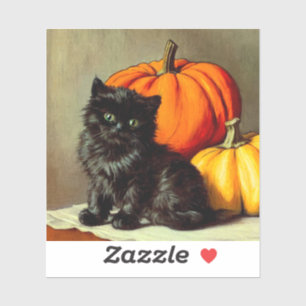 Sticker Chat noir vintage d'Halloween et Citrouilles