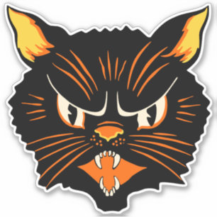Sticker Chat noir vintage Halloween