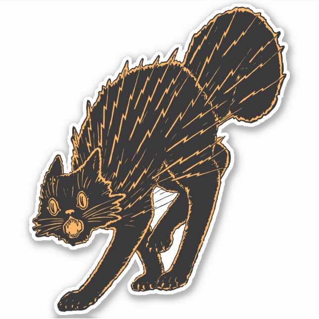 Sticker Chat noir vintage Halloween (Devant)
