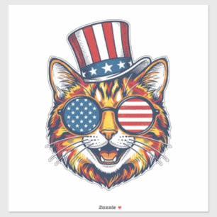 Sticker Chat Patriotique Gravure Vintage Design de T-Shirt