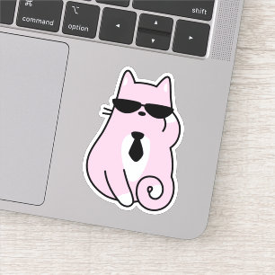 Sticker Chat rose cool avec lunettes de soleil