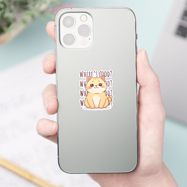 Sticker Chat roux affamé  (Téléphone)