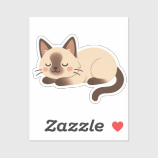 Sticker Chat siamois – Douce Kitty Brune et Crème Endormie