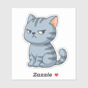 Sticker Chat tabby gris grincheux